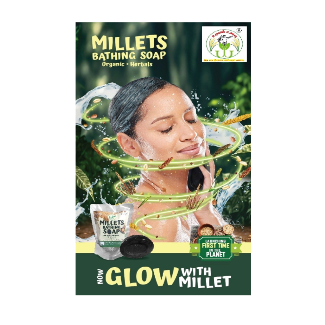 Uzhavan Unavu -  Homemade - Organic - Millet soap - 1 No