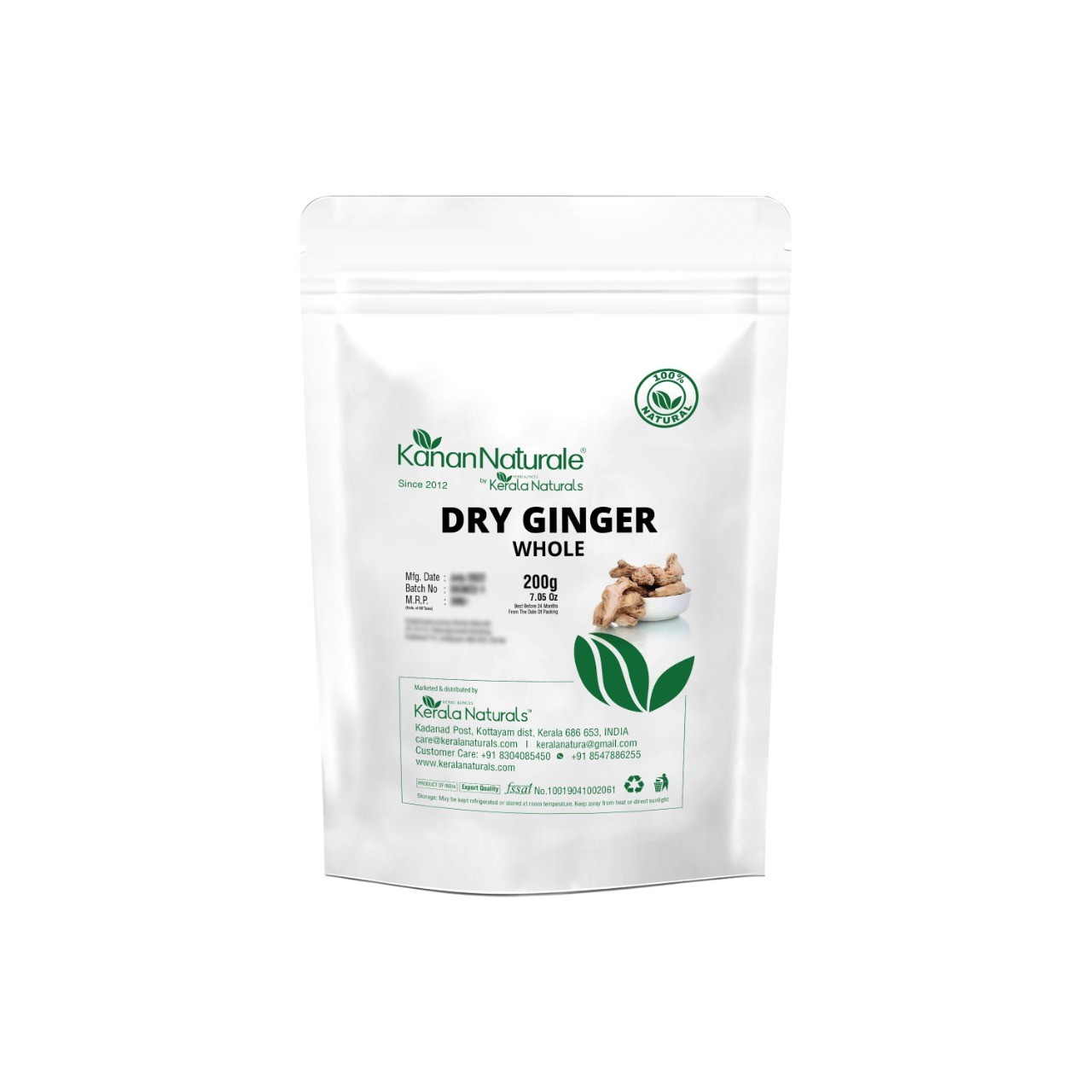 Kerala Naturals Dry Ginger Whole 200g